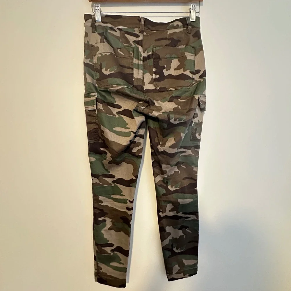 J Crew Camouflage Cargo Pants Womens Size 27 Green Brown Utility Pocket Slim Fit